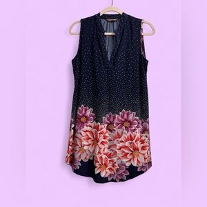 SJS Navy and Pink Floral Sleeveless Blouse